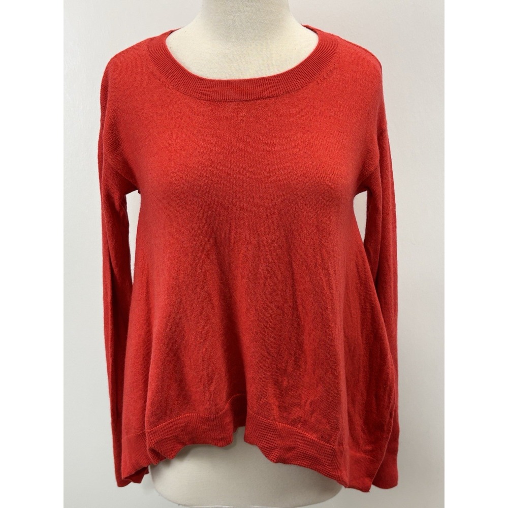 Anthropologie Gale Merino Wool Sweater Womens S Orange Red Stretch Relaxed Fit